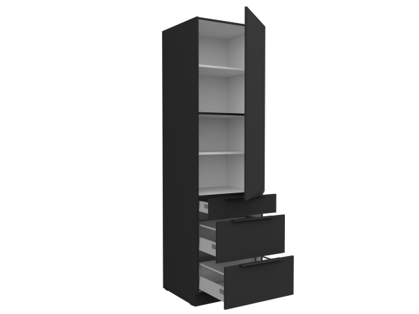 Szafka komin słupek 60 DKS-210 3S 1F Kuchnia ARIA Fronty Czarne AFM