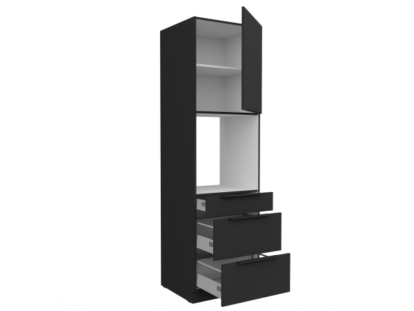 Szafka komin słupek zabudowa piekarnika 60 DPS-210 3S 1F Kuchnia ARIA Fronty Czarne AFM