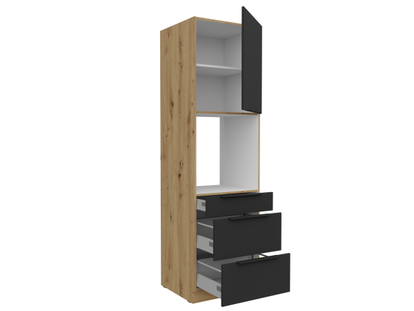 Szafka komin słupek zabudowa piekarnika 60 DPS-210 3S 1F Kuchnia ARIA Fronty Czarne AFM