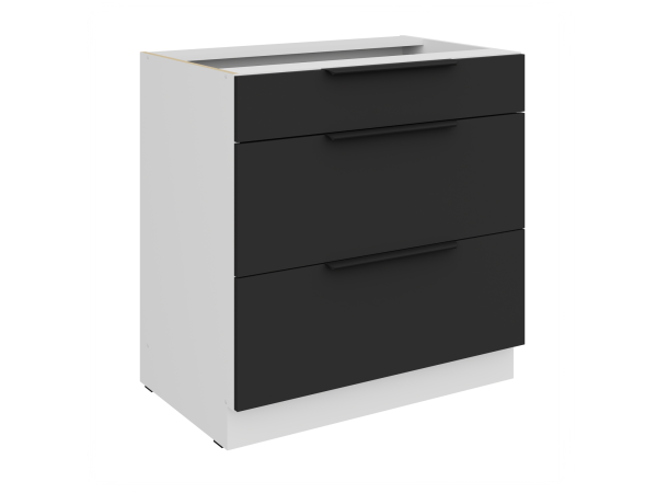 Szafka dolna 3 szuflady 80 D 3S BB Kuchnia ARIA Fronty Czarne AFM