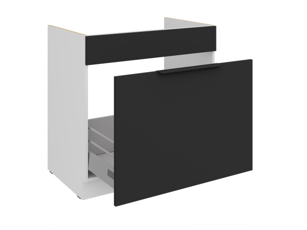 Szafka dolna pod zlew z wysuwaną szufladą 80 ZL 1S BB Kuchnia ARIA Fronty Czarne AFM
