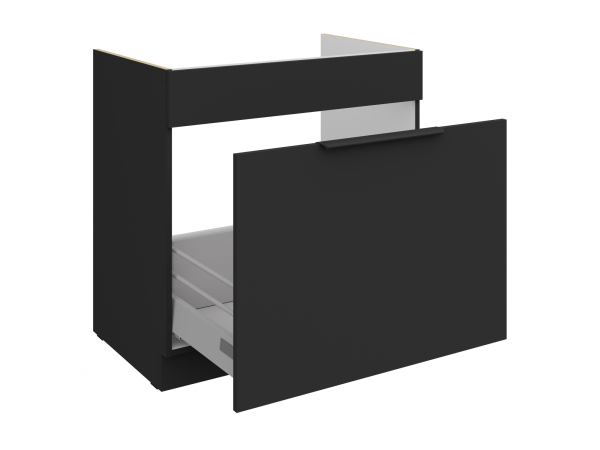 Szafka dolna pod zlew z wysuwaną szufladą 80 ZL 1S BB Kuchnia ARIA Fronty Czarne AFM