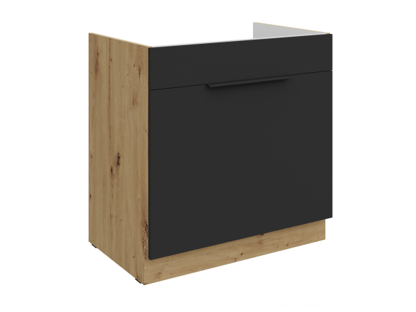 Szafka dolna pod zlew z wysuwaną szufladą 80 ZL 1S BB Kuchnia ARIA Fronty Czarne AFM
