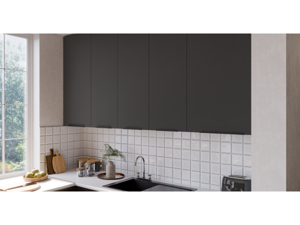 Przykładowe zestawienie kuchni ARIA 2,3x2,9m Fronty Czarne AFM