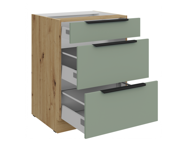 Szafka dolna 3 szuflady 60 D 3S BB Kuchnia ARIA Fronty AQUAMARINE (Miętowe)