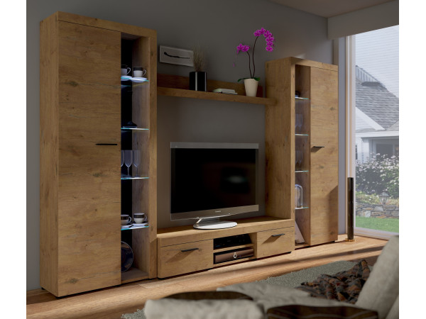 Meblościanka Rumba XL Dąb Lefkas. Meble Pokojowe, Salonu.