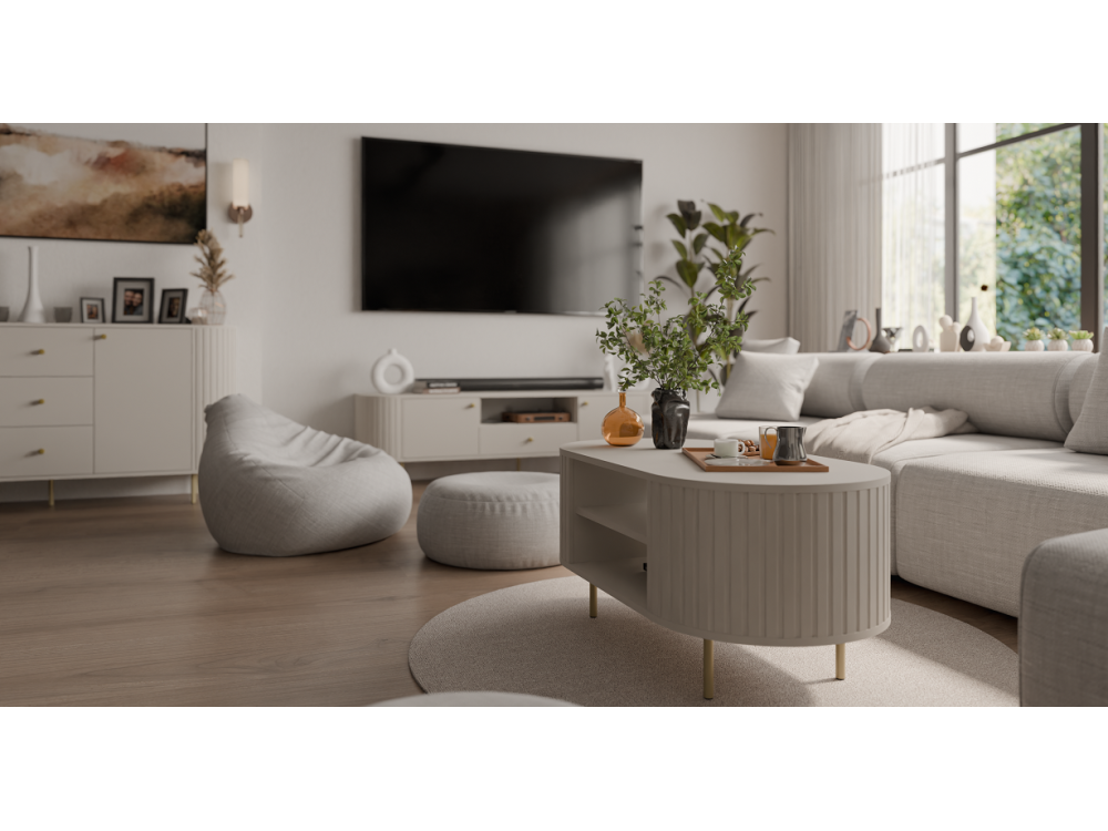 Stolik Kawowy Ovalio Beż Piaskowy. Stwórz...