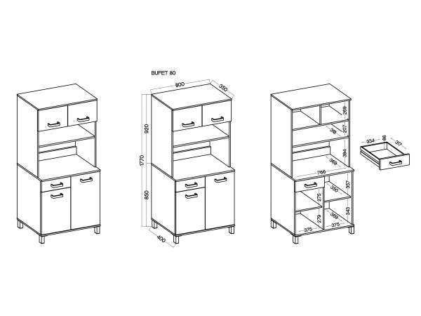 Bufet Kredens Kuchenny Monza 80