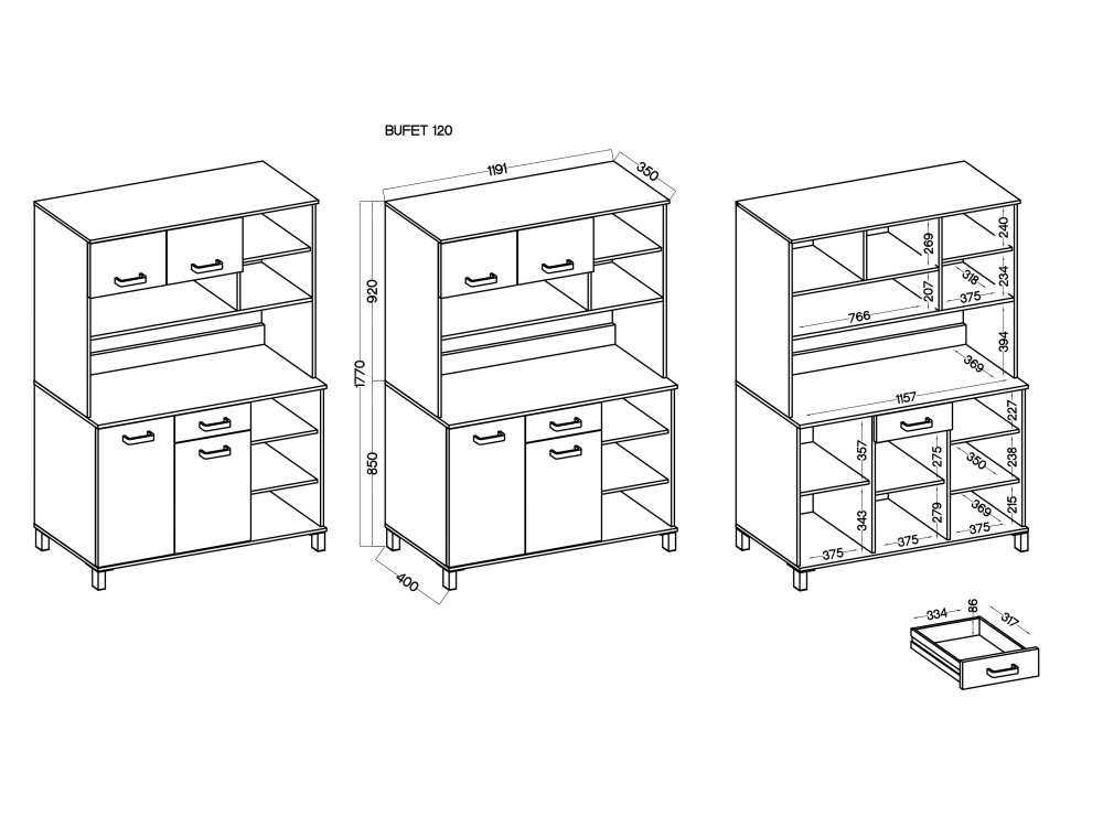 Bufet Kredens Kuchenny Monza 120