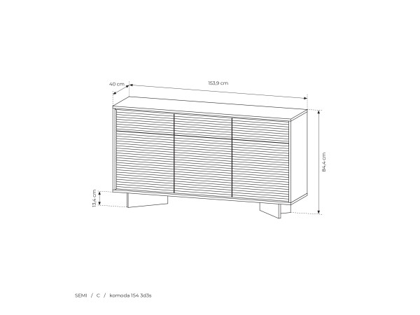 KOMODA 154 3D3S + LED SEMI. Stwórz własny zestaw.
