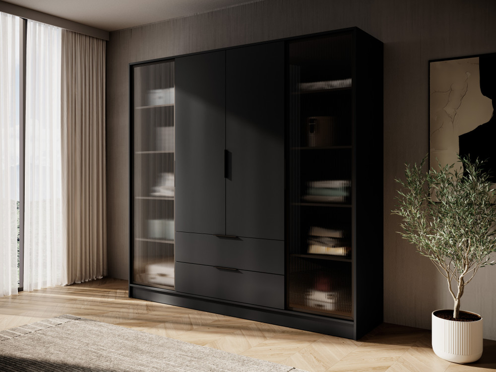Szafa KELLY 4D RD + 2 Szuflady Kolor Czarny...