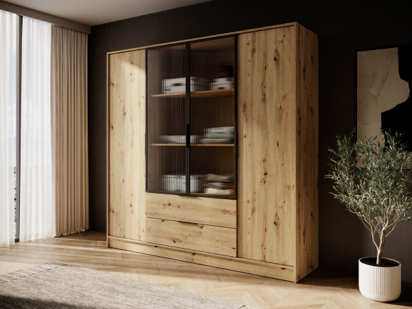 Szafa KELLY 4D RM Półki + 2 Szuflady Kolor Dąb Artisan.