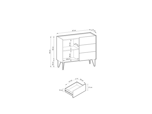 Komoda z szufladami i frontem 97cm HARMONY. Meble Pokojowe, do Salonu.